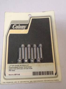 Colony 8711-8 Harley Big Twin Evo Shovel Tappet Lifter Block Screw Kit 1/4 X 20 12 Pt Head 8pc