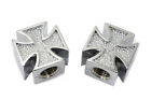 W99-6218c 2 Chrome Maltese Cross Valve Set Cover For Harley Davidson Motorcycles