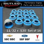.530"X 11/32" Viton Valve Stem Seals-metal Clad, .670" Od, Sbc, Bbc, Sbf, SET/16. Fixed Price $16.95.