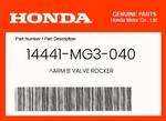 Honda Genuine Arm B Valve Rocker 14441-MG3-040. Fixed Price $60.65.