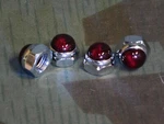 Shovelhead, Sportster Rocker Arm Shaft Chrome Red Cap Nuts. Set Of 4.. Fixed Price $22.50.