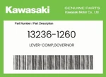 Kawasaki Genuine Lever-comp,governor 13236-1260. Fixed Price $10.51.