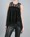 Tbags T-bags Los Angeles High-low Crochet Sleeveless Top In Black. Fixed Price $9.99.