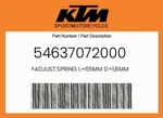 Ktm Genuine Adjust.spring L=65MM D=1,8MM - 54637072000. Fixed Price $10.39.